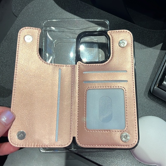 iPhone 13 Pro phone case with wallet. Rose Gold - Picture 3 of 4